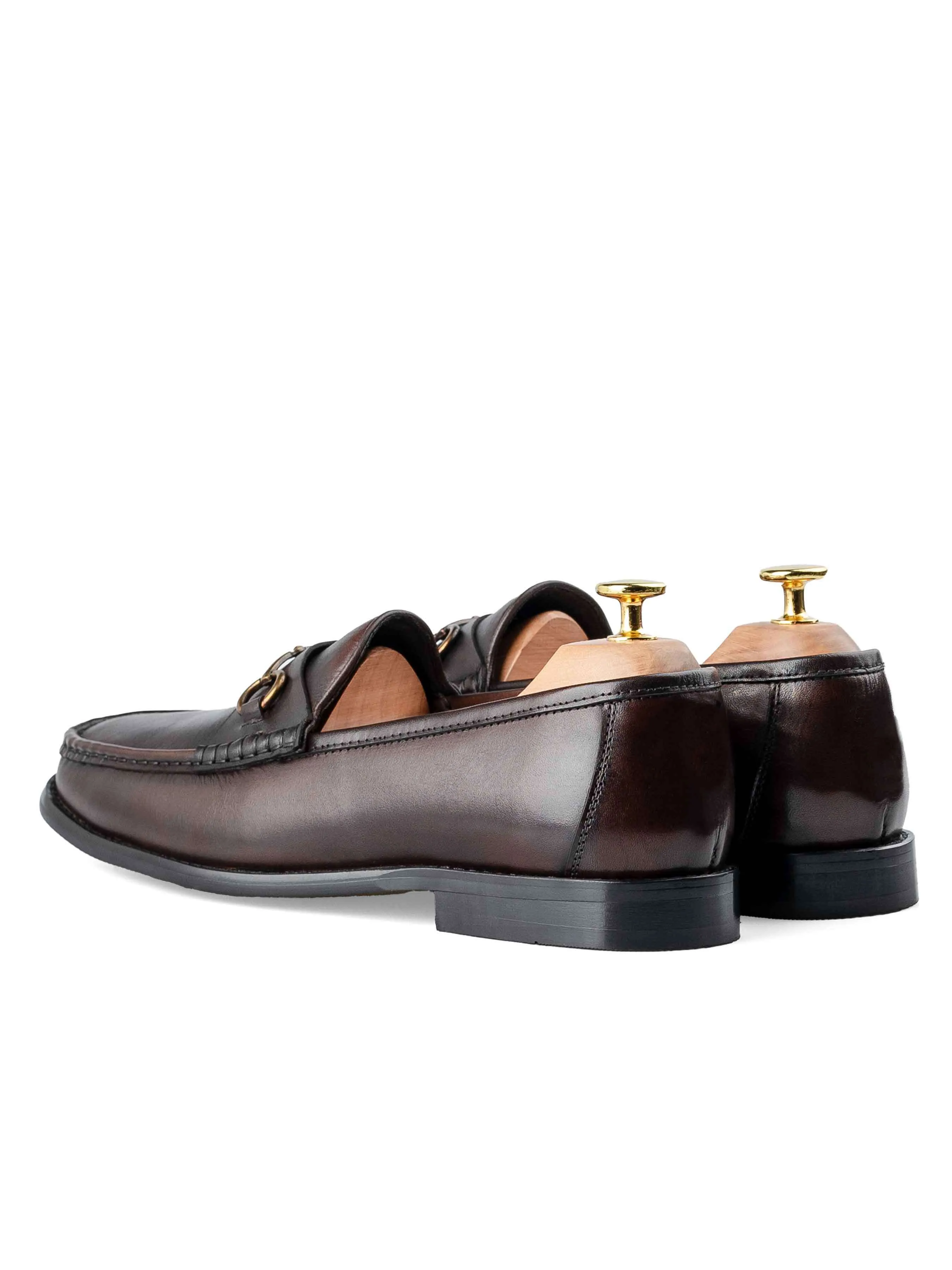 Mario Horsebit Moccasin Loafer - Dark Brown (Hand Painted Patina)